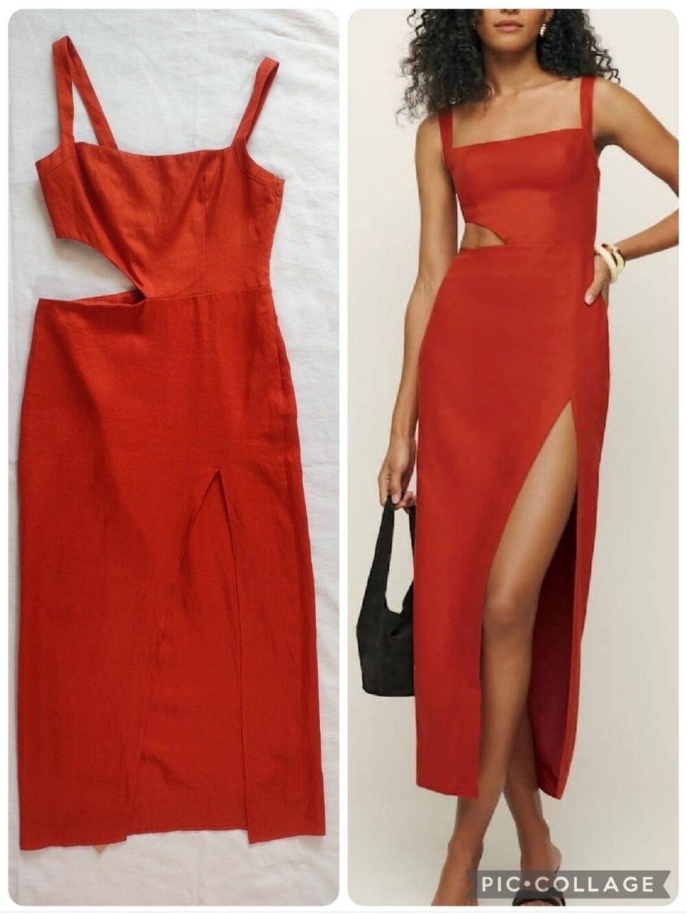 NWT Reformation Satori Linen Maxi Dress Blood Orange Size 10